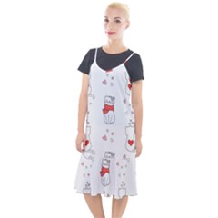 Seamless Pattern Cute Cat With Little Heart Camis Fishtail Dress by Wegoenart