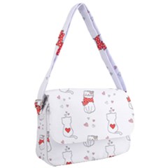 Seamless Pattern Cute Cat With Little Heart Courier Bag by Wegoenart