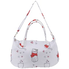 Seamless Pattern Cute Cat With Little Heart Removal Strap Handbag by Wegoenart