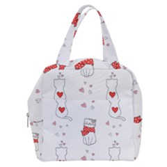 Seamless Pattern Cute Cat With Little Heart Boxy Hand Bag by Wegoenart