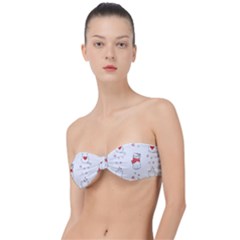 Seamless Pattern Cute Cat With Little Heart Classic Bandeau Bikini Top 