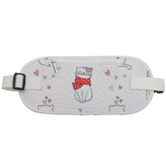 Seamless Pattern Cute Cat With Little Heart Rounded Waist Pouch