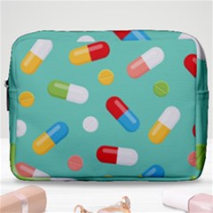 Pills Medicines Seamless Pattern Blue Background Make Up Pouch (large) by Wegoenart