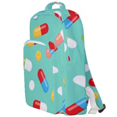 Pills Medicines Seamless Pattern Blue Background Double Compartment Backpack