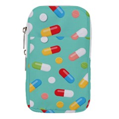 Pills Medicines Seamless Pattern Blue Background Waist Pouch (large)