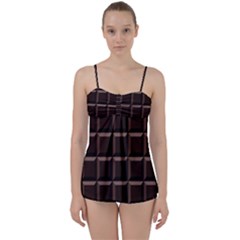 Dark Chocolate Seamless Pattern Sweet Texture Babydoll Tankini Set