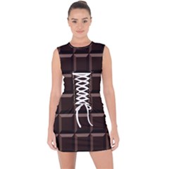 Dark Chocolate Seamless Pattern Sweet Texture Lace Up Front Bodycon Dress