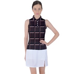 Dark Chocolate Seamless Pattern Sweet Texture Women s Sleeveless Polo Tee by Wegoenart