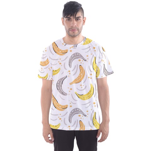 Seamless Stylish Pattern With Fresh Yellow Bananas Background Men s Sports Mesh Tee by Wegoenart