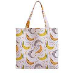 Seamless Stylish Pattern With Fresh Yellow Bananas Background Zipper Grocery Tote Bag by Wegoenart