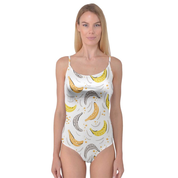 Seamless Stylish Pattern With Fresh Yellow Bananas Background Camisole Leotard 