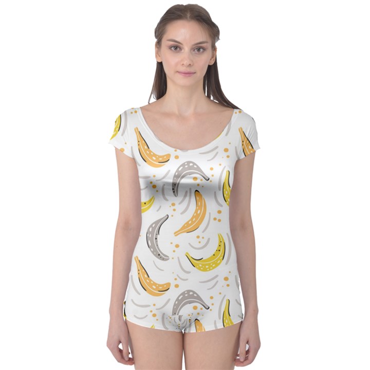 Seamless Stylish Pattern With Fresh Yellow Bananas Background Boyleg Leotard 