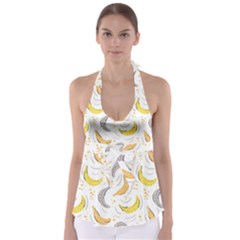 Seamless Stylish Pattern With Fresh Yellow Bananas Background Babydoll Tankini Top