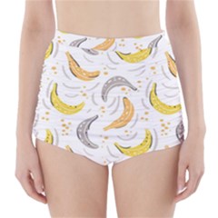 Seamless Stylish Pattern With Fresh Yellow Bananas Background High-waisted Bikini Bottoms by Wegoenart