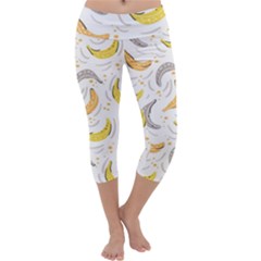 Seamless Stylish Pattern With Fresh Yellow Bananas Background Capri Yoga Leggings by Wegoenart