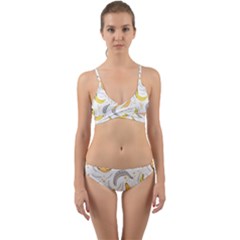 Seamless Stylish Pattern With Fresh Yellow Bananas Background Wrap Around Bikini Set by Wegoenart