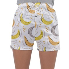 Seamless Stylish Pattern With Fresh Yellow Bananas Background Sleepwear Shorts by Wegoenart