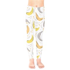 Seamless Stylish Pattern With Fresh Yellow Bananas Background Kids  Leggings by Wegoenart