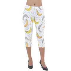 Seamless Stylish Pattern With Fresh Yellow Bananas Background Lightweight Velour Capri Leggings  by Wegoenart