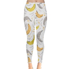 Seamless Stylish Pattern With Fresh Yellow Bananas Background Inside Out Leggings by Wegoenart