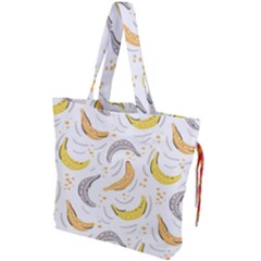 Seamless Stylish Pattern With Fresh Yellow Bananas Background Drawstring Tote Bag by Wegoenart