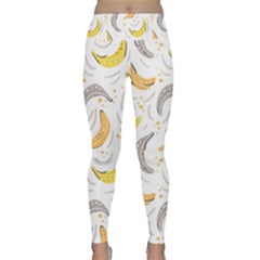 Seamless Stylish Pattern With Fresh Yellow Bananas Background Lightweight Velour Classic Yoga Leggings by Wegoenart