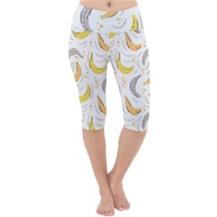 Seamless Stylish Pattern With Fresh Yellow Bananas Background Lightweight Velour Cropped Yoga Leggings by Wegoenart