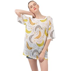 Seamless Stylish Pattern With Fresh Yellow Bananas Background Oversized Chiffon Top by Wegoenart