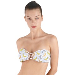 Seamless Stylish Pattern With Fresh Yellow Bananas Background Twist Bandeau Bikini Top by Wegoenart