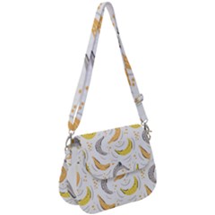 Seamless Stylish Pattern With Fresh Yellow Bananas Background Saddle Handbag by Wegoenart