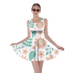 Pattern With Flowers Leaves Skater Dress by Wegoenart