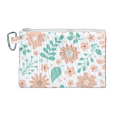 Pattern With Flowers Leaves Canvas Cosmetic Bag (large) by Wegoenart