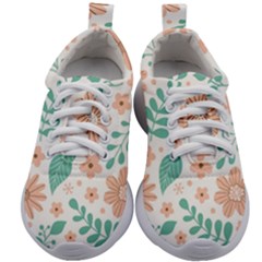 Pattern With Flowers Leaves Kids Athletic Shoes