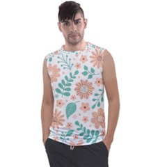 Pattern With Flowers Leaves Men s Regular Tank Top