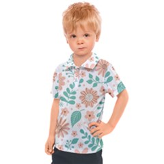 Pattern With Flowers Leaves Kids  Polo Tee