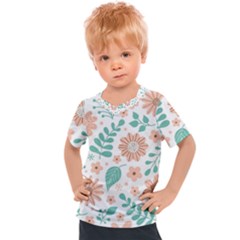 Pattern With Flowers Leaves Kids  Sports Tee