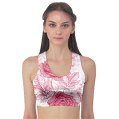 Flower Seamless Pattern With Roses Sports Bra by Wegoenart