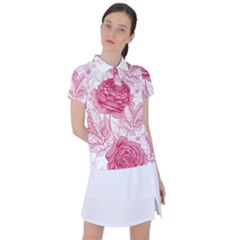 Flower Seamless Pattern With Roses Women s Polo Tee