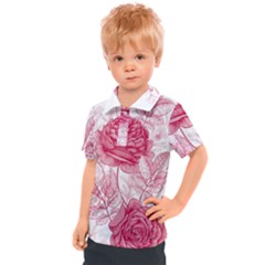 Flower Seamless Pattern With Roses Kids  Polo Tee