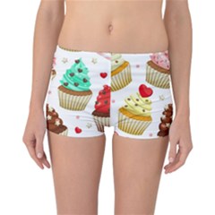 Seamless Pattern Yummy Colored Cupcakes Reversible Boyleg Bikini Bottoms by Wegoenart