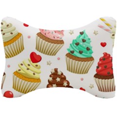 Seamless Pattern Yummy Colored Cupcakes Seat Head Rest Cushion by Wegoenart