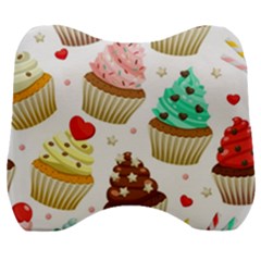 Seamless Pattern Yummy Colored Cupcakes Velour Head Support Cushion by Wegoenart