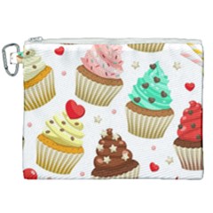 Seamless Pattern Yummy Colored Cupcakes Canvas Cosmetic Bag (xxl) by Wegoenart