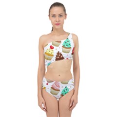 Seamless Pattern Yummy Colored Cupcakes Spliced Up Two Piece Swimsuit by Wegoenart