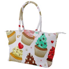 Seamless Pattern Yummy Colored Cupcakes Canvas Shoulder Bag by Wegoenart