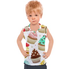 Seamless Pattern Yummy Colored Cupcakes Kids  Sport Tank Top