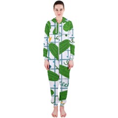 Seamless Pattern With Cucumber Hooded Jumpsuit (ladies)  by Wegoenart