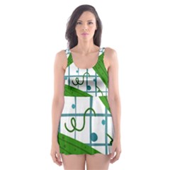 Seamless Pattern With Cucumber Skater Dress Swimsuit by Wegoenart