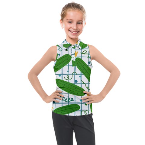 Seamless Pattern With Cucumber Kids  Sleeveless Polo Tee by Wegoenart