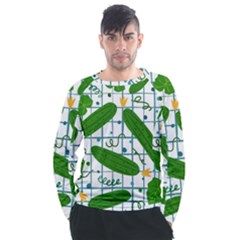 Seamless Pattern With Cucumber Men s Long Sleeve Raglan Tee